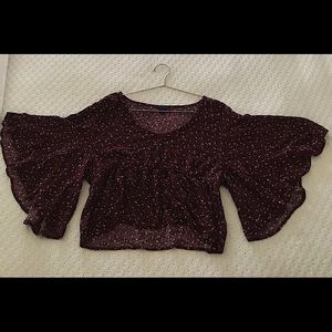 Floral print flare shirt, burgundy, Aeropostale, size L
